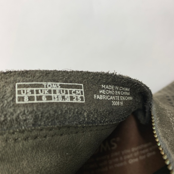 Toms MAJORCA Olive Suede Side Zip Ankle Boot Open - Picture 7 of 8